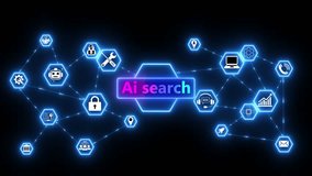 ai search with icons - businessman working with virtual reality at office. AI Agents, Headlines Fast Screeinternational communication network concept. Multinational people community. Human resources. - Powered by Shutterstock - Get 15% off with code: PIKWIZARD15