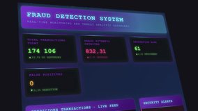 Futuristic digital dashboard displaying real-time data on fraud transactions and network analytics - Powered by Shutterstock - Get 15% off with code: PIKWIZARD15