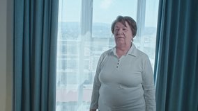 Senior woman, home and dumbbell for exercise, strength conditioning or workout. Female person, weights and living room for health goals with happiness, - Powered by Shutterstock - Get 15% off with code: PIKWIZARD15