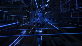 3d looped abstract background with data blocks. Information technology concept with data flow. Blue dark sci fi bg fly through hi tech digital space, neon light. Data flow in. 3D Illustration - Powered by Shutterstock - Get 15% off with code: PIKWIZARD15