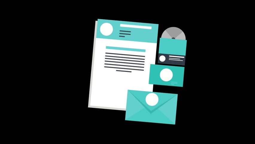 An illustration of a blue branding kit on a black background. This image can be used to represent brand identity, design, marketing, and corporate communication.