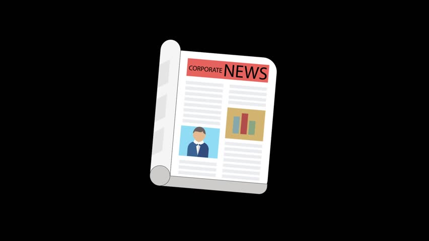 Corporate News Vector Minimalist Animation Black Background 