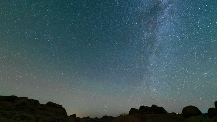Timelapse of North Star over boulders in Alabama Hills in California