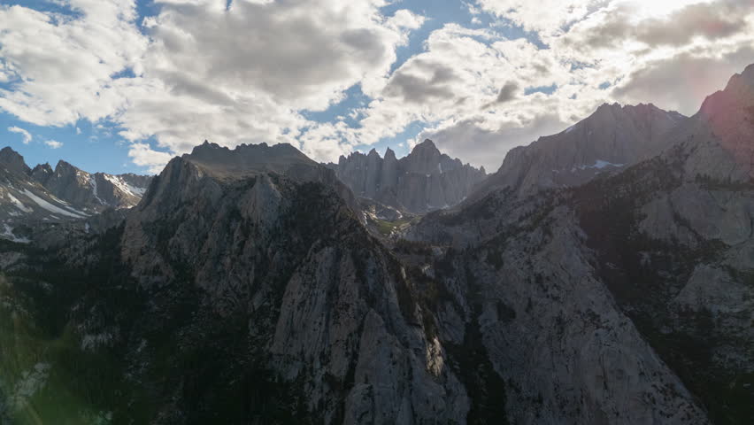 Aerial hyperlapse of Mount Whitney in Sierra Nevada Mountains, California