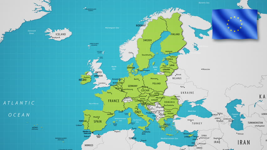 European Union on the World Map with Animated Flag - Powered by Shutterstock - Get 15% off with code: PIKWIZARD15