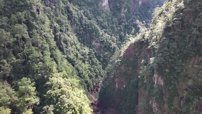 Spectacular cinematic aerial footage of Tully Gorge Queensland Australia