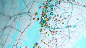 New York public transport map with animated data visualization on the computer screen - Powered by Shutterstock - Get 15% off with code: PIKWIZARD15