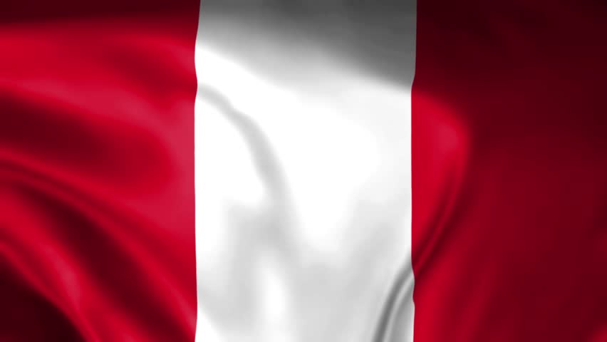 3D peru flag animation close-up. Loop background 4K