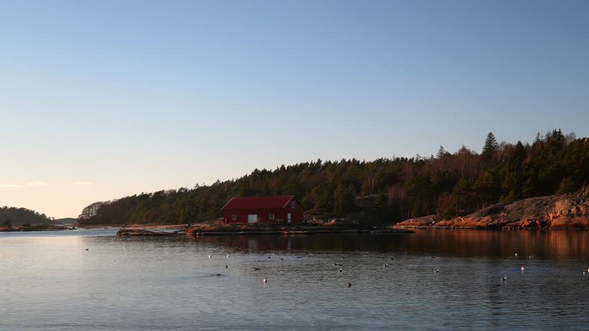 Sandefjord Strömstad coastal seaside town cliffs red marina building seagull birds Stromstad Sweden Sverige OsloFjord Hovedøya Nakholmen Island inner harbor Sandefjord Nötholmens Nature coastline pan