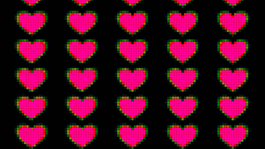 Seamless 4K Loop animation of Abstract 8 bit Heart pattern Made of Dots, Romantic Animation pixel art abstract Valentine's Day, Futuristic LED-Style Background for Events, Love Themes, Visual Effect - Powered by Shutterstock - Get 15% off with code: PIKWIZARD15