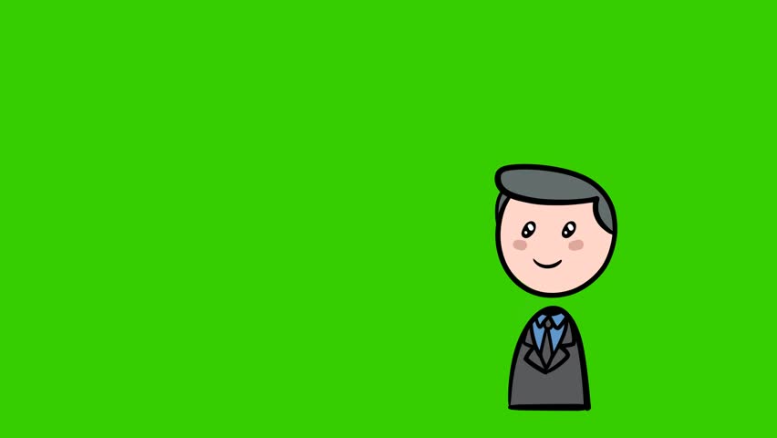 Male assistant explaining with textbox cartoon animation
