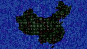 World Asia map graphics with moving light animation and bright dots highlighting the area of country China - Powered by Shutterstock - Get 15% off with code: PIKWIZARD15