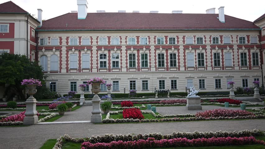 Stunning Historical Lancut Palace and Formal Gardens in Poland on a Beautiful Summer Day