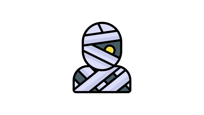 dangerous mummy vector color line animated icon