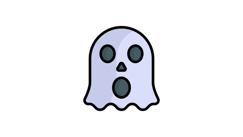 halloween ghost vector color line animated icon