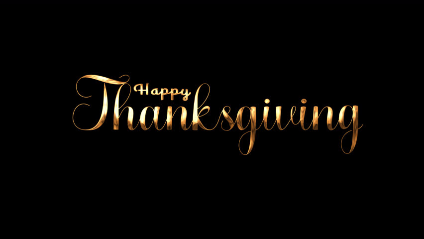 happy thanksgiving Gold cursive script on black for festive designs. Perfect for holiday graphics, social media posts, and invitations, geeting thanksgiving, promotion and etc