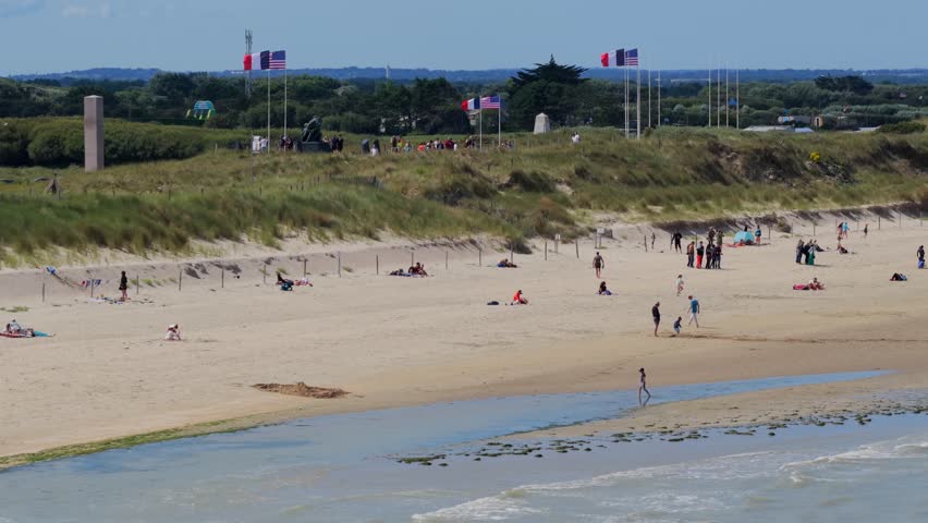 Aerial view of Utah Beach - D-Day Landing site in Normandy during WW2	
