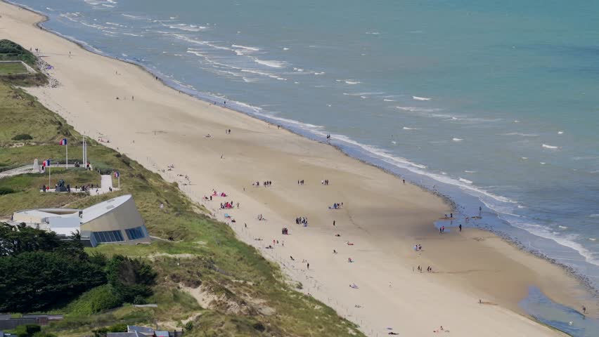 Aerial view of Utah Beach - D-Day Landing site in Normandy during WW2	