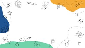 Back to school doodles border. School supplies and elements are drawn on a white notebook sheet. Hand-drawn looped animation. Copy space. - Powered by Shutterstock - Get 15% off with code: PIKWIZARD15