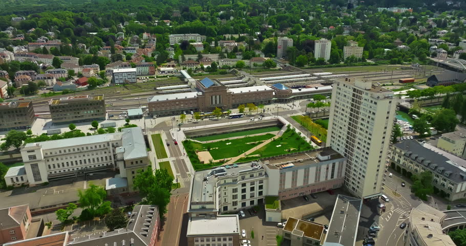 Aerial view of the beautiful French city of Mulhouse