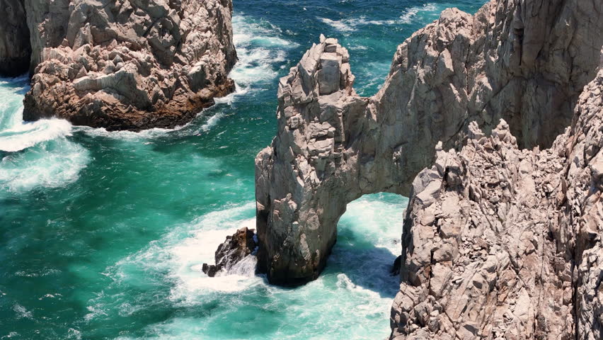 Drone Shot, Arch of Cabo San Lucas, Coastal Landmark and Tourist Attraction, Baja California USA
