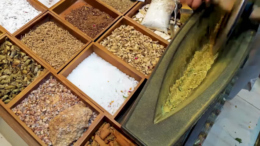 Scene of Traditional Chinese Medicine, Mortar and Pestle, practitioner grinding milling medicinal materials treatment ingredients aromatherapy herbs in stone boat tool