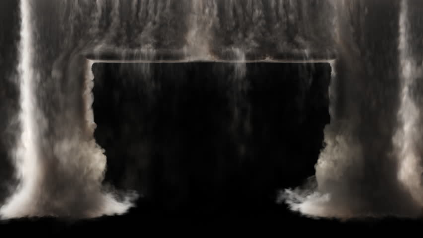 4K 3D dark smoke and mist effect forming a rectangular frame with transparent background alpha channel. Useful as a visual element for cinematic overlays, VFX compositing, fantasy or horror style.