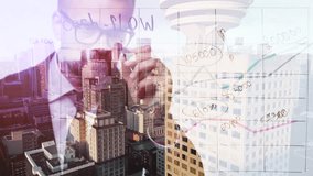 Double exposure of a businessman against the cityscape - Powered by Shutterstock - Get 15% off with code: PIKWIZARD15