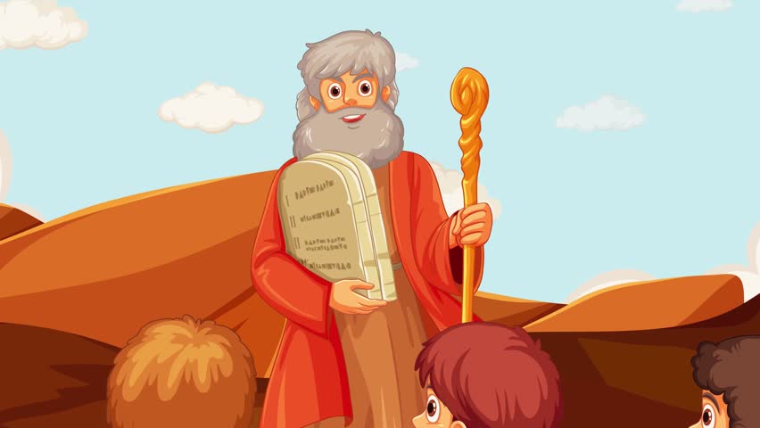 Moses teaching the Ten Commandments on stone tablets, symbolizing divine law, guidance, and faith. A powerful biblical scene representing spirituality, Christianity, Judaism, and moral values. 