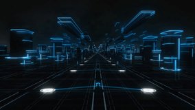 Abstract Futuristic City With Glowing Blue Neon Grids And Digital Structures, Symbolizing Virtual Reality, Cyberspace, AINetworks and The Evolution Of Smart Digital Infrastructure. - Powered by Shutterstock - Get 15% off with code: PIKWIZARD15