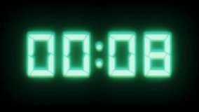 15-second digital timer animation counting up from 0 to 15. The glowing green 7-segment digits evoke a retro LED clock with CRT-style scanlines and soft screen bloom.  - Powered by Shutterstock - Get 15% off with code: PIKWIZARD15