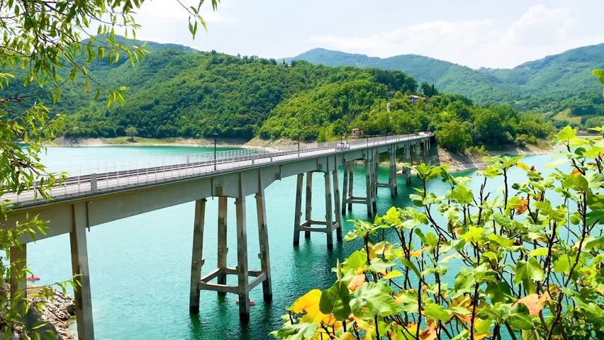 Concrete bridge over the Lake of Turano, Italy