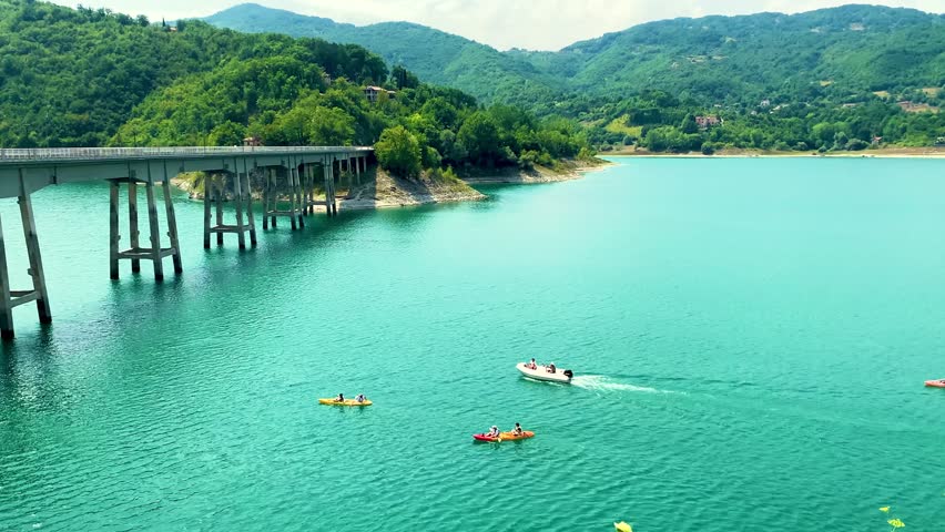 Concrete bridge over the Lake of Turano, Italy