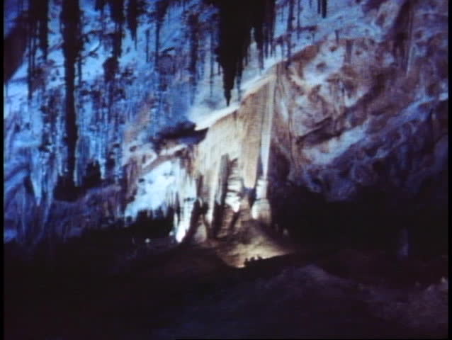 Carlsbad Caverns National Park, New Mexico interior, medium shot, bluish light