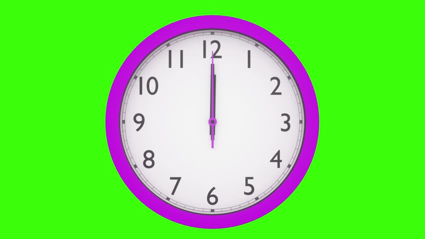 Minimalist Wall Clock With Purple Frame on Vibrant Green Background