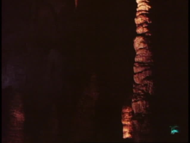 Carlsbad Caverns National Park, New Mexico interior, yellowish light, stalactites