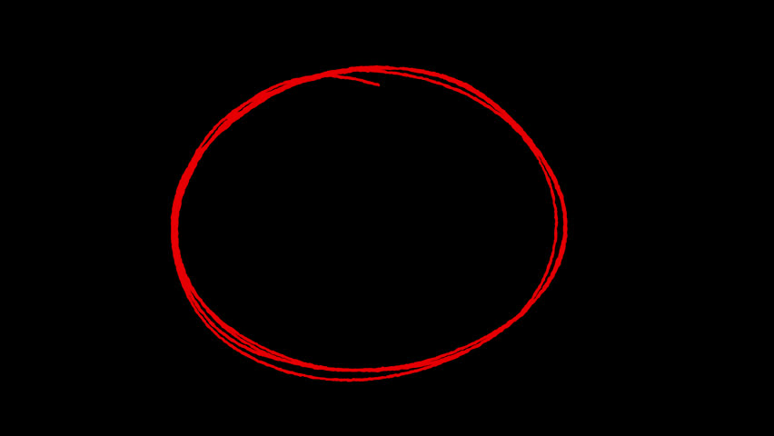 Animated red circle marker drawing effect, hand-drawn highlighter scribble, grunge marker pen style. Сopy space. Transparent background