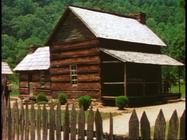 Great Smoky Mountains National Park, old log house, medium shot
