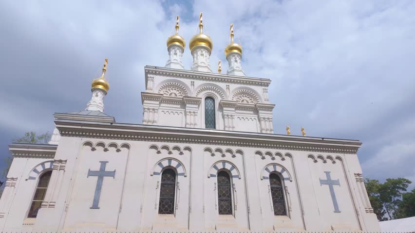 Exterior view of a Russian orthodox church in Geneva during summer