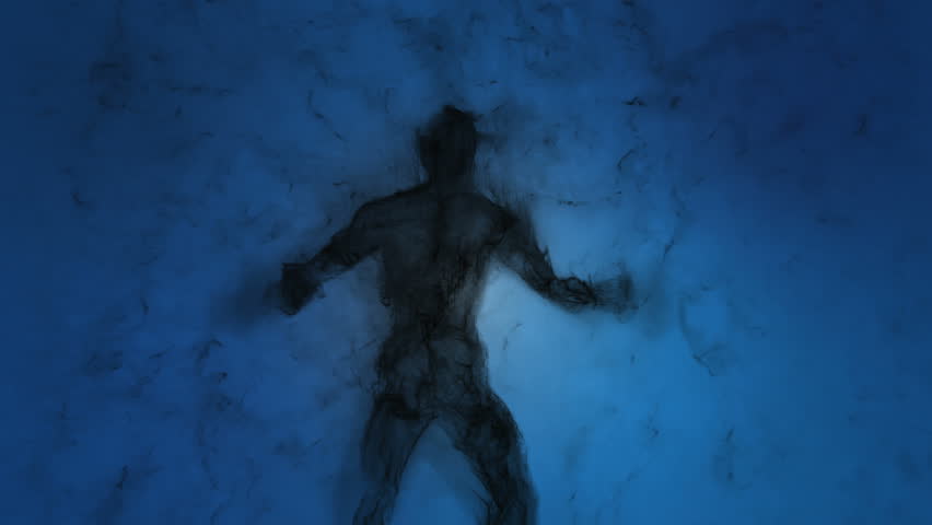 Concept animation of an evil spirit (built from particles) attacking in a nightmare