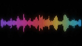 Vibrant colorful soundwave spectrum on black background with glowing neon audio waveform lines perfect for music visualizer equalizer or futuristic digital art concept - Powered by Shutterstock - Get 15% off with code: PIKWIZARD15