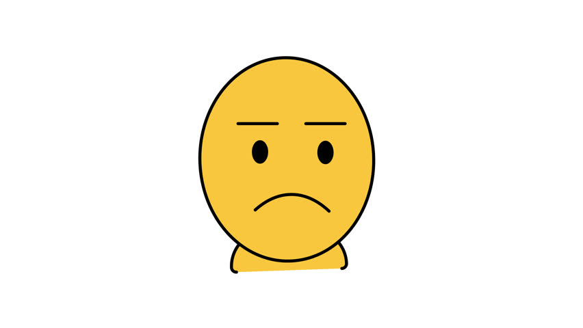 Animated temperament indication yellow unimpressed face emoji suitable for negative emotion expression in various design projects, social media, and communication.