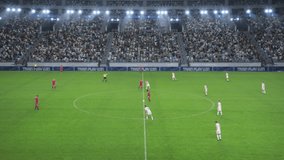 Soccer Football Championship: Red Team Forward Attacks, Scores a Winning Goal. Happy Players Celebrate Victory, Win Major League Cup. Sport Channel Live Television Broadcast. Playback for TV Screen - Powered by Shutterstock - Get 15% off with code: PIKWIZARD15