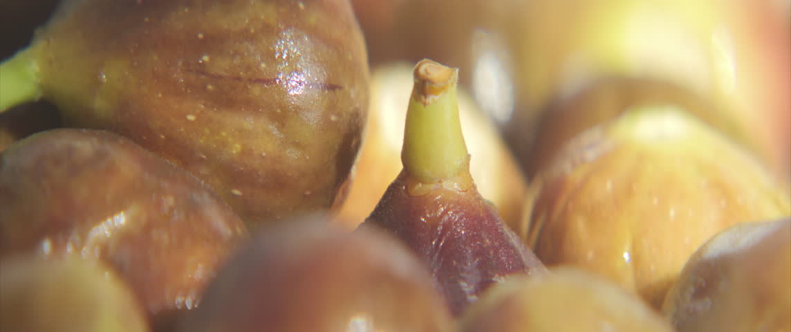 Close-up sliding on common figs anamorphic 4K video