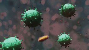Animated virus particles floating in motion, symbolizing health, microbiology, infection, and research. Perfect for medical projects, education, science, healthcare, awareness campaigns, and biology. - Powered by Shutterstock - Get 15% off with code: PIKWIZARD15