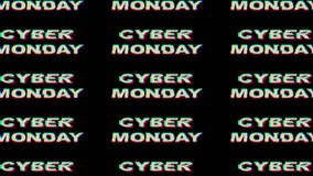 4k animated Glitchy Cyber Monday text pattern on black background. Retro 80s, Y2K aesthetic, distortion effect. Modern 90s, 2000s, y2k creative banner, promotion, discount, special offer design - Powered by Shutterstock - Get 15% off with code: PIKWIZARD15