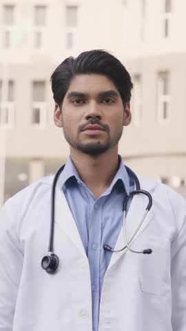 Vertical Shot of Indian Doctor Saying No with Finger