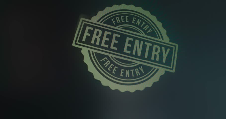 Free Entry sign, no payment required for entry