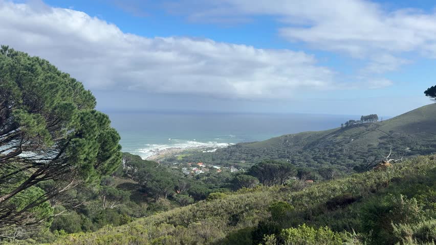 Views of Camps Bay and the Atlantic Ocean near Cape Town, South Africa.