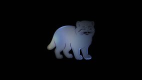 Holographic visualization of rare pallas's cat spinning with digital glitch distortion, rendering futuristic feline representation against dark backdrop - Powered by Shutterstock - Get 15% off with code: PIKWIZARD15